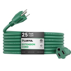 PLUGTUL 25 FT Outdoor Extension Cord Waterproof, 16/3 Green Heavy Duty 3 Prong Extension Cord, 13A 1625W SJTW, ETL Listed, Great for Garden and Home