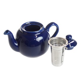 LONDON POTTERY FARM HOUSE ENVERHELK TEA POT FOR HOME USE 2 Cups 20.2 fl oz (600 ml) Cobalt Blue Strainer with Cute Round Shape Stainless Steel Fine Tea Strainer