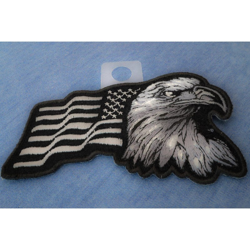 Ivamis Silver Eagle US Flag Facing Right Patriotic Iron on