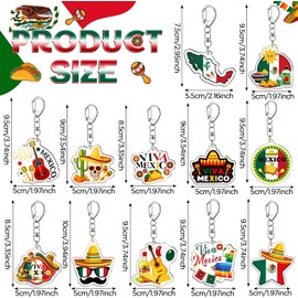 24 piezas de llaveros mexicanos para decoración de fiesta de México, recuerdos de la bandera de México, regalo patriótico para mujeres, encanto para bolso de amigos