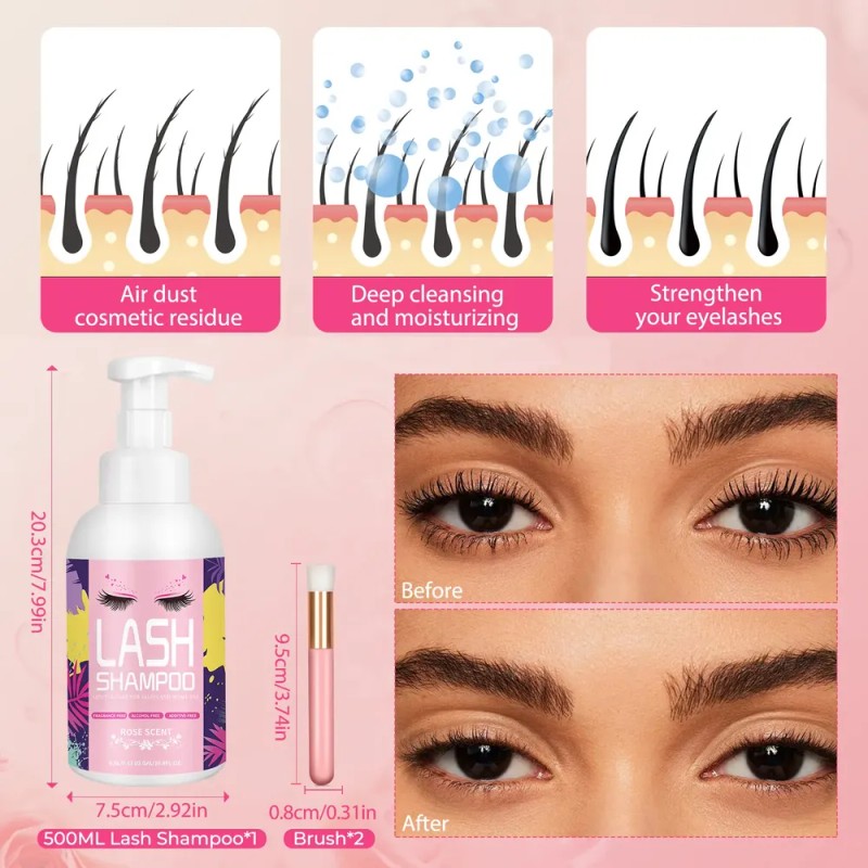 Lash Shampoo Refil 500ml Limpiador De Pestañas Kit