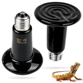 BN-LINK 150W Reptile Heat Lamp 2-Pack Ceramic Heat Emitter, No Light Emitting Heat lamp Bulbs for Reptiles Chickens Lizard Bearded Gragon Turtle Snake (Black)