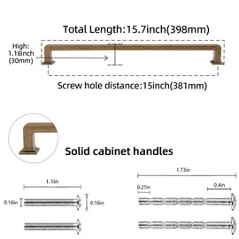 POVEFONK 6 Pack 15 Inch Antique Brass Kitchen Cabinet Handles Cabinet Pulls Vintage Drawer Pulls Aged Gold Bronze Kitchen Cabinet Hardware Kitchen Handles Drawer Pulls Dresser Handles