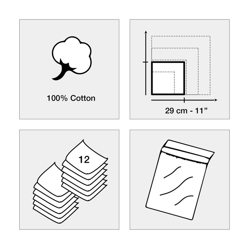 merrysquare Discreet Plain Women's Handkerchiefs - Small Size 28 cm