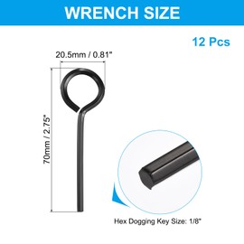 PATIKIL 5/64" Standard Hex Dogging Key, 12 Pack Solid Steel Wrench Door Key with O-Ring Full Loop for Crash Bar, Push Bar Emergency Exit Devices, Black