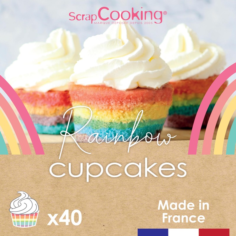 ScrapCooking - Kit Cupcakes Rainbow - con Lievito Colorante, 40