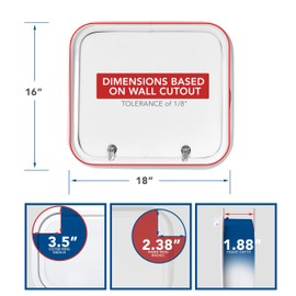 Leisure Coachworks RV Baggage Door 18" Wide X 16" High with Rounded Corners and Thumblocks for RV's- Compartment Access Storage Doors with Top Hinge- Camper Trailer Motor Home- White