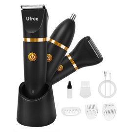 Ufree Body Hair Trimmer for Women, Manscape Pubic Hair Trimmer, 3 in 1 Body Grooming Kit for Lady, Waterproof Body Electric Shaver Razor, Grooming for Face and Body, Gifts for Women, Black