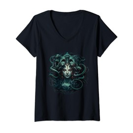 Womens Greek Mythology Female Power Medusa Costume V-Neck T-Shirt