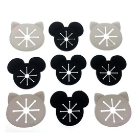 40PCS Sock Rings, Sock Clips, Sock Holders Locks Washing Sorters Laundry Storage Organization for Washing and Dryer Machine, Soft Rubber Sock Keepers, Black Mouse/Bear and White Cat Pattern