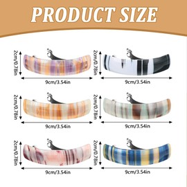 XFSRG Women's Hair Clips Design with Spring Clip Rectangular Gradient Stripes Mixed Colours Suitable for Travel and Party