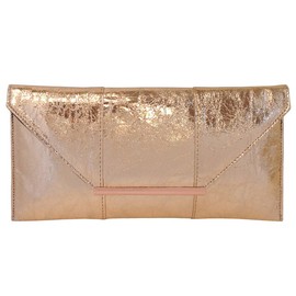JNB Crushed Metallic Clutch, Rose Gold