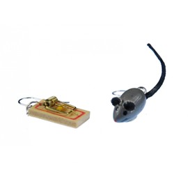 Miniblings Mouse and Mouse Trap Earrings Pendant Mouse Grey Mouse Trap Wood Set – Handmade Fashion Jewellery I Earrings Silver Plated, Wood, No Gemstone