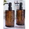 Simeitol 17 OZ Amber Glass Soap Dispenser with Black Stainless