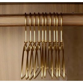Super Light and Fashion Hangers Gold Color 5 Pieces Metal Aluminum Alloy Space Saver Rust Proof Durable Convenient Storage (5 Gold)