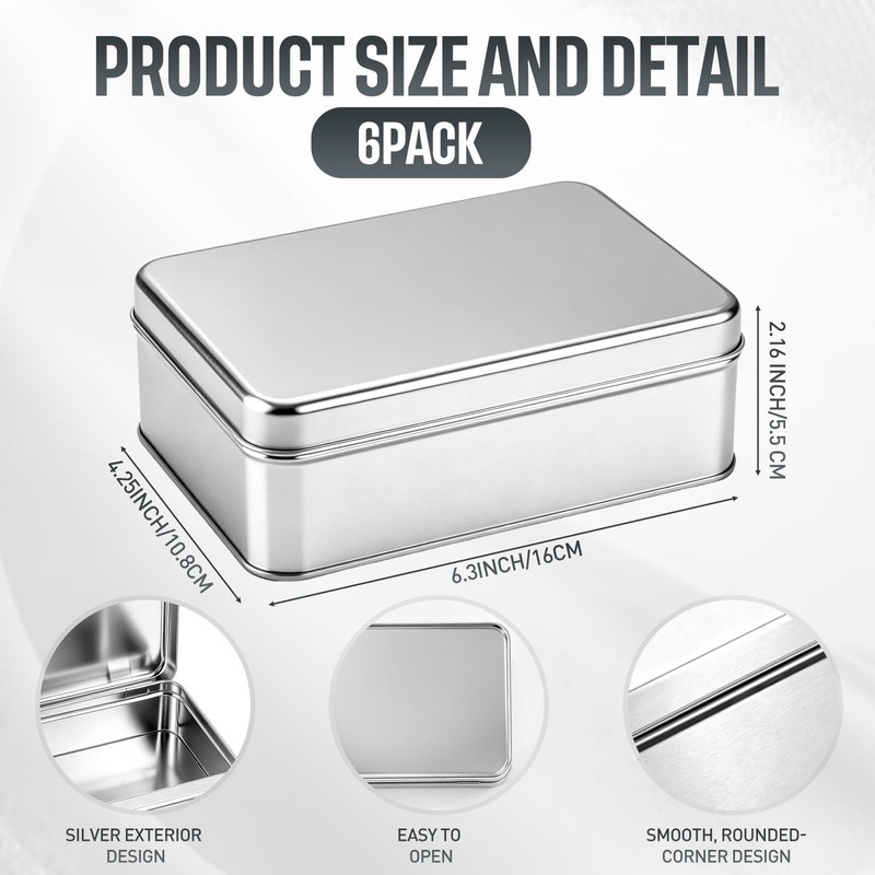 Gueevin 6 Pcs Metal Crayon Box Large Pencil Case Bulk