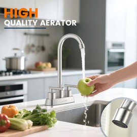 BLYLUND Commercial Bar Sink Faucet 4 Inch Center Deck Mount, Stainless Steel High Arch 2 Hole Utility Sink Faucets with Dual Lever Handles for Laundry Kitchen Campers (Brushed Nickel)