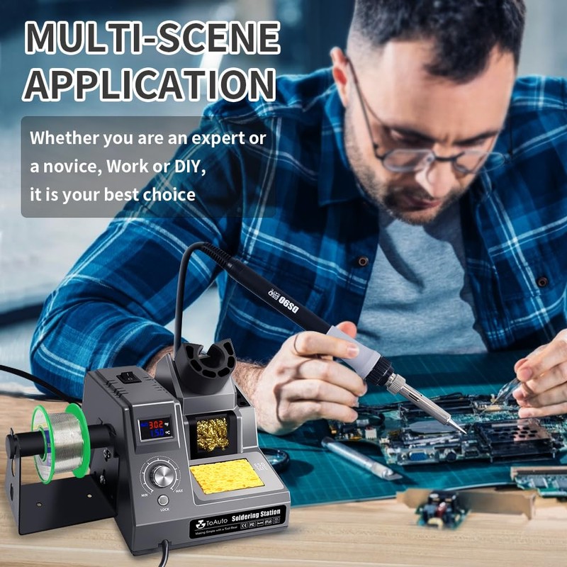 TOAUTO DS90 Soldering Station-°F & °C Dual Digital Display Soldering