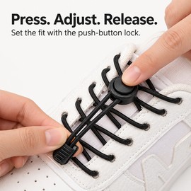 Elastic No-Tie Shoelaces with Button Lock – Stretch Round Laces for Easy Slip-On Sneakers