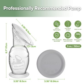 haakaa Manual Breast Pump with Suction Base and Grey Gap, Breastmilk Collector Breastfeeding Pump (4oz/100ml)