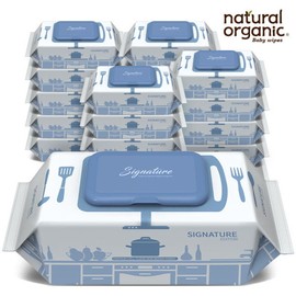 Natural Organic [Grade 1 ingredient sterilizing dishcloth] Signature germ-wiping dishcloth wipes 70, Signature 18 packs + exclusive case_1 charcoal / 네츄럴오가닉  [전성분1등급 살균행주]  시그니처 세균닦는 행주물티슈 70, 시그니처18팩+전용 케이스_차콜1개