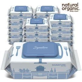 Natural Organic [Grade 1 ingredient sterilizing dishcloth] Signature germ-wiping dishcloth wipes 70, Signature 18 packs + exclusive case_1 charcoal / 네츄럴오가닉  [전성분1등급 살균행주]  시그니처 세균닦는 행주물티슈 70, 시그니처18팩+전용 케이스_차콜1개
