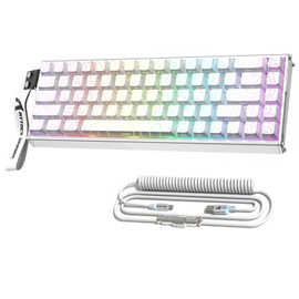 ATTACK SHARK X68MAX HE 60% Wired Magnetic Switch Keyboard,Full Aluminum CNC,0.005mm RT Accuracy,8KHz Rapid Trigger Mechanical Gaming Keyboard,Adjustable Actuation,RGB Coiled Cable for FPS Games,White