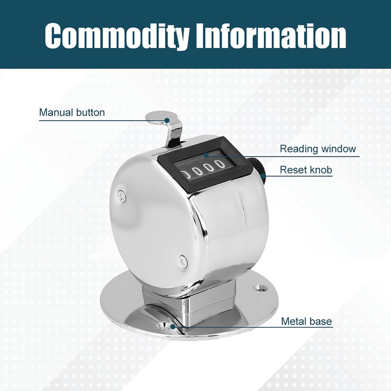 Ejoyous 4 Digit Click Counter, Silver Manual Counter with Ring,