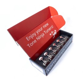 Tone Ninja Vintage Locking SD91 Tuners, 6 Inline F Mount, Metal buttons, Nickel