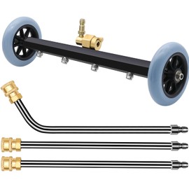ZALALOVA Pressure Washer Undercarriage Cleaner, 16 Inch Power Washer Surface Cleaner Attachments, Under Car Wash Water Broom w/ 2 Pcs Extension Wand 1 Pc 60¡ã Angled Wand, 4000 PSI