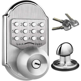 Keyless Door Lock Deadbolt Entry Door Knob Keypad Digital Combination Higher Security Keypad Door Knob Mechanical Stainless Steel #304 (Pass Code or Key)
