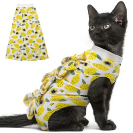 PUMYPOREITY Cat Recovery Suit After Surgery, Cat Onesie for Cats After Surgery, Cat Surgical Recovery Suit Female, Kitten Recovery Suit for Neutered/Abdominal Wound/Skin Damage/Weaning, S, Yellow