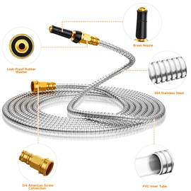 Rosy Earth Metal Garden Hose 200 FT - 304 Stainless Steel Water Hose 200 FT - Expandable Short Flexible Garden Hose,no Kink Explosion, no Bite