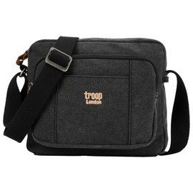 Troop London TRP0235 Classic Canvas Across Body Bag Black - Stone Washed