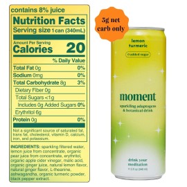 Moment Water Btan Sparkling Lemon Turmeric 11.5 fl oz (Pack of 12)
