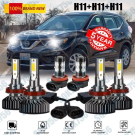 Unbranded For Nissan Rogue 2014-2020 LED Headlight High Low Beam Fog Light Bulbs Combo Kit