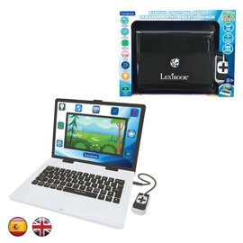 Lexibook JC899i2, Bilingual and Educational Laptop SPANISH/ENGLISH, Toy for Children, 180 Activities to Learn, Play Games and Music, Large and Coloured Screen, Black/White