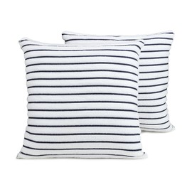 Black & White Brands Brazilian Beach/Pool Towel Pillow Case 17.7"x17.7" - Ultimate Absorbent Luxury 100% Cotton Wave (2 Pillow Cases, Navy Poly Pinstripe)