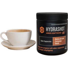 HydraShot Café Soluble Cappuccino con Hongos Adaptógenos, 1 cucharada, Adicionado con Calcio, Café Instantáneo para la Mañana