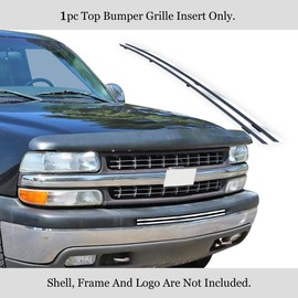 APS Premium 304 Stainless Steel Chrome Horizontal Billet Grille Grill Insert Compatible with Chevy Silverado 1500 1999 2000 2001 2002 & 00-06 Suburban Tahoe Top Bumper N19-S96566C