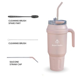 Royal Radix 50 oz Tumbler with Handle, 2 in1 Straw and Lid, Stainless Steel,Traveling Mug, maintain Cold for 24 Hours Hot 12H, Leakproof and Dishwasher Safe
