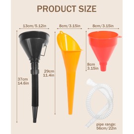 Flaconi Automotive Funnel,Funnels for Automotive Use,Oil Funnel for Oil Change, Flexible Oil Funnel,Oil Funnel,Flexible Funnel,Gas Funnel for Cars,Suitable for Filling Water,Gasoline,Coolant