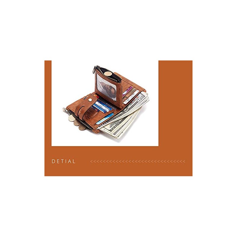 portafolios RFID de piel auténtica para hombre, con ventana de