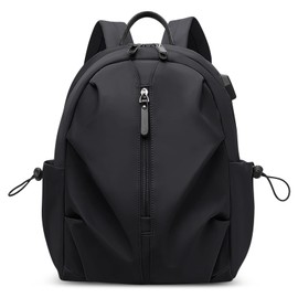 DORRISO Fashion Women Backpack Travel Backpacks USB Port Casual Shoulder Bag Daypack Stylish Camping Portable Vacation Practical Comfortable Womens Rucksack Black