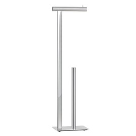 Torre & Tagus 29" Chrome Free Standing Toilet Paper Holder Stand with Storage for 3 Extra Rolls, Polished Chrome Toilet Paper Holder Free Standing Pedestal with Heavy Base, Corrosion Resistant Steel