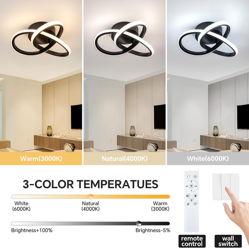 TIAZFCA 10 Inch Modern Ceiling Light, 24W LED Dimmable Ceiling