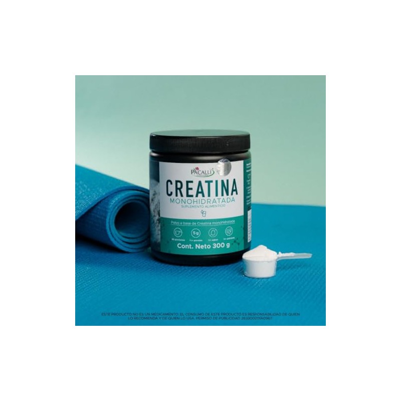 PACALLI Creatina Monohidratada 300g - Sin Sabor - 60 Porciones