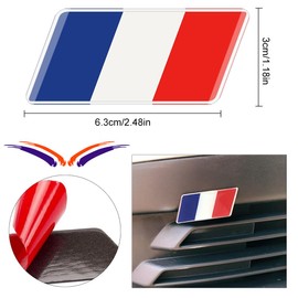 QEDBOJE 2 pcs French Flag Aluminium Badge Grille Badge Sticker Decoration