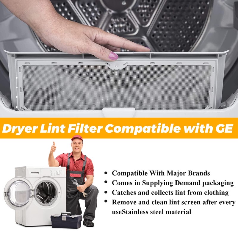GTD42EASJ2WW GTD33EASK0WW GTX22EASK0WW WE03X23881 Dryer Lint Filter Replacement for GE