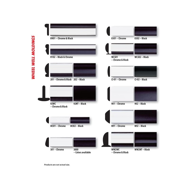 Trim-Gard 5/8" Chrome + Black Wheel Well Molding (Chrome, 20